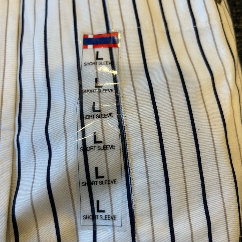 Bugle Boy The High Performance Short Sleeve Button Down Shirt White Striped - Picture 2 of 4